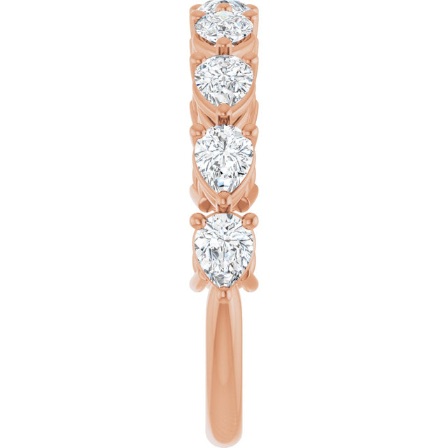 14K Gold Pear Natural Diamond Nine-Stone Anniversary Band – 1 1/4–1 3/8 CTW - Rose Gold - view 4