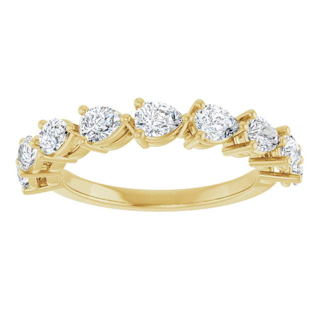 14K Gold Pear Lab-Grown Diamond Nine-Stone Anniversary Band – 1 1/4–1 3/8 CTW - Yellow Gold - view 3