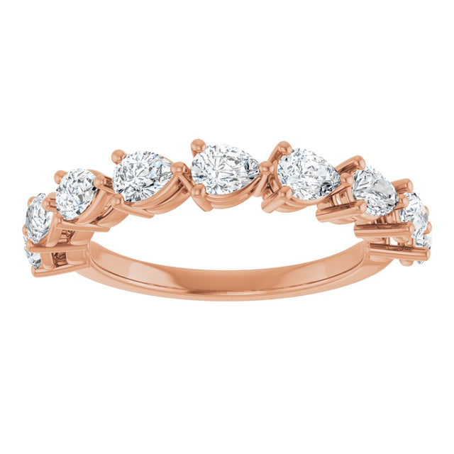 14K Gold Pear Lab-Grown Diamond Nine-Stone Anniversary Band – 1 1/4–1 3/8 CTW - Rose Gold - view 3