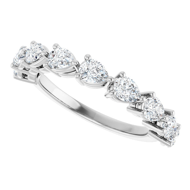 Platinum Pear Natural Diamond Nine-Stone Anniversary Band – 1 1/4–1 3/8 CTW - view 5