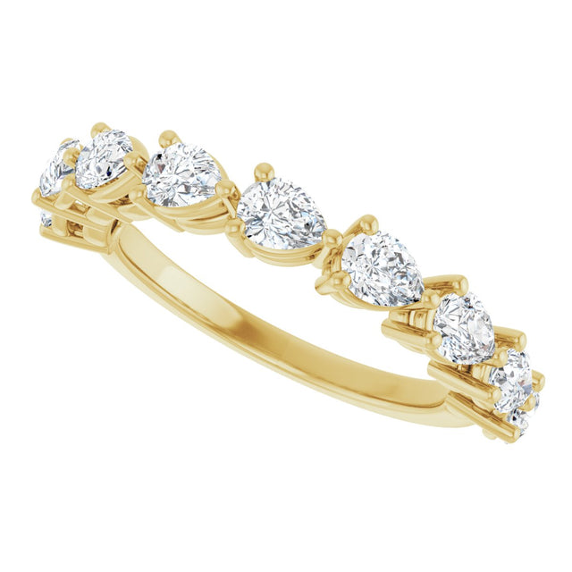 14K Gold Pear Natural Diamond Nine-Stone Anniversary Band – 1 1/4–1 3/8 CTW - Yellow Gold - view 5
