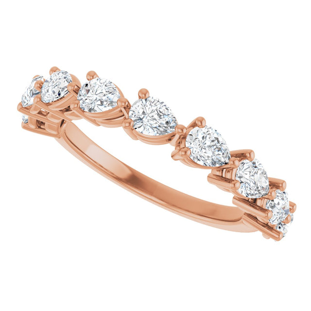 14K Gold Pear Natural Diamond Nine-Stone Anniversary Band – 1 1/4–1 3/8 CTW - Rose Gold - view 5