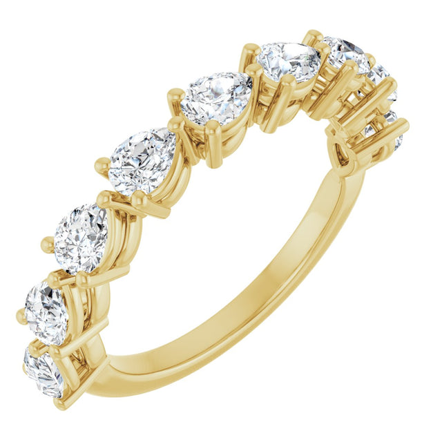 14K Gold Pear Lab-Grown Diamond Nine-Stone Anniversary Band – 1 1/4–1 3/8 CTW - Yellow Gold