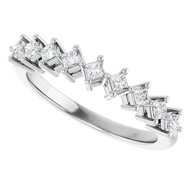 10K Gold Square Natural Diamond Nine-Stone Anniversary Band – 1/8–3/4 CTW - White Gold - view 5