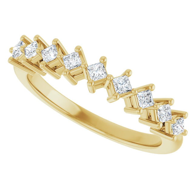 10K Gold Square Natural Diamond Nine-Stone Anniversary Band – 1/8–3/4 CTW - Yellow Gold - view 5