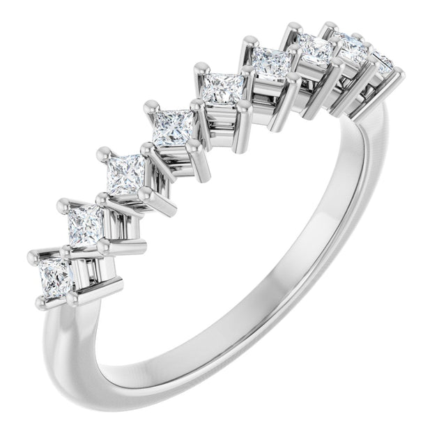 10K Gold Square Lab-Grown Diamond Nine-Stone Anniversary Band – 1/8–3/4 CTW - White Gold