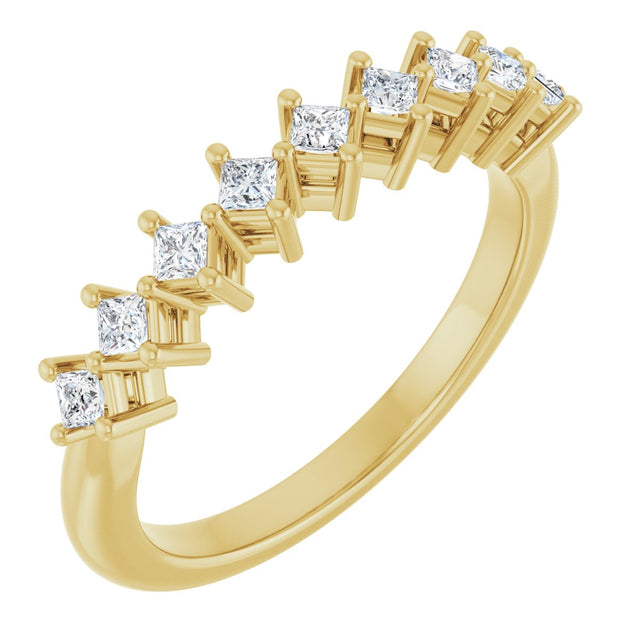 10K Gold Square Natural Diamond Nine-Stone Anniversary Band – 1/8–3/4 CTW - Yellow Gold