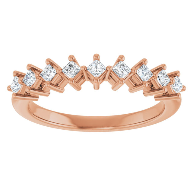 10K Gold Square Lab-Grown Diamond Nine-Stone Anniversary Band – 1/8–3/4 CTW - Rose Gold - view 3