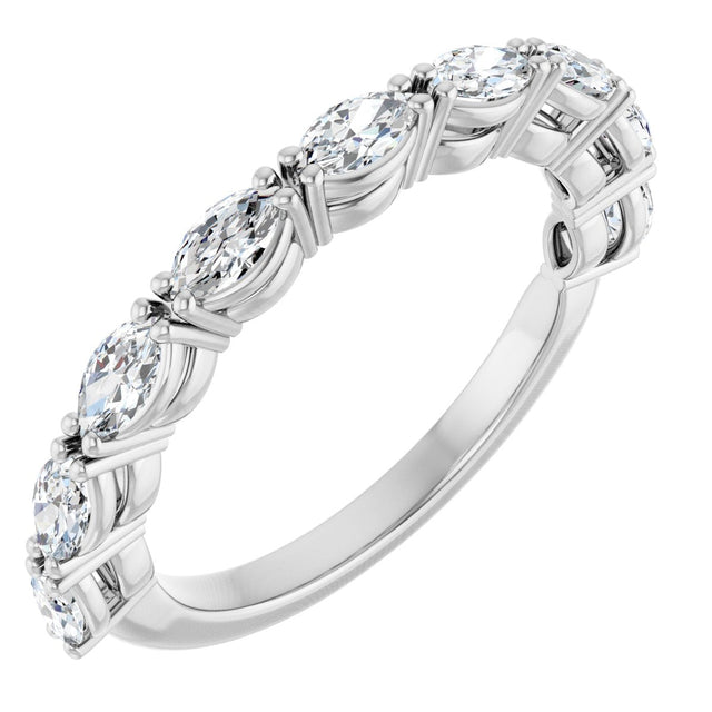 14K Gold Marquise Lab-Grown Diamond Nine-Stone Anniversary Band – 5/8–1 CTW - White Gold