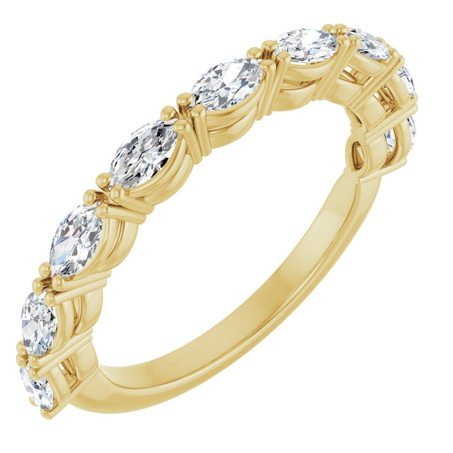14K Gold Marquise Lab-Grown Diamond Nine-Stone Anniversary Band – 5/8–1 CTW - Yellow Gold