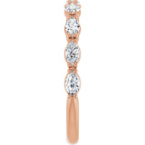 14K Gold Marquise Natural Diamond Nine-Stone Anniversary Band – 5/8–1 1/6 CTW - Rose Gold - view 4