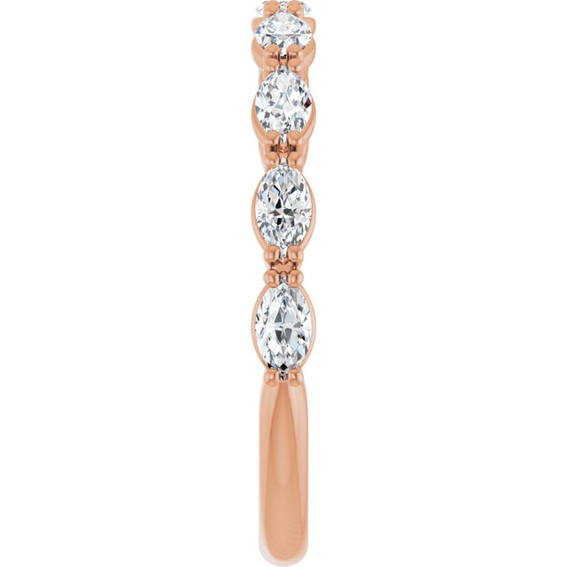 14K Gold Marquise Natural Diamond Nine-Stone Anniversary Band – 5/8–1 1/6 CTW - Rose Gold - view 4