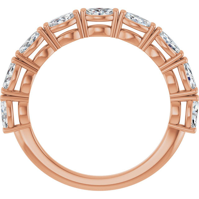 14K Gold Marquise Natural Diamond Nine-Stone Anniversary Band – 5/8–1 1/6 CTW - Rose Gold - view 2