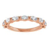 14K Gold Marquise Natural Diamond Nine-Stone Anniversary Band – 5/8–1 1/6 CTW - Rose Gold - view 3