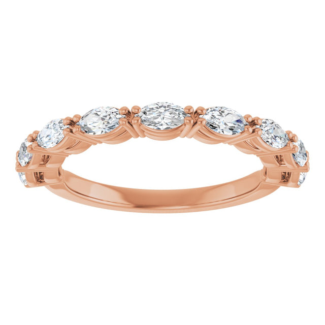 14K Gold Marquise Natural Diamond Nine-Stone Anniversary Band – 5/8–1 1/6 CTW - Rose Gold - view 3