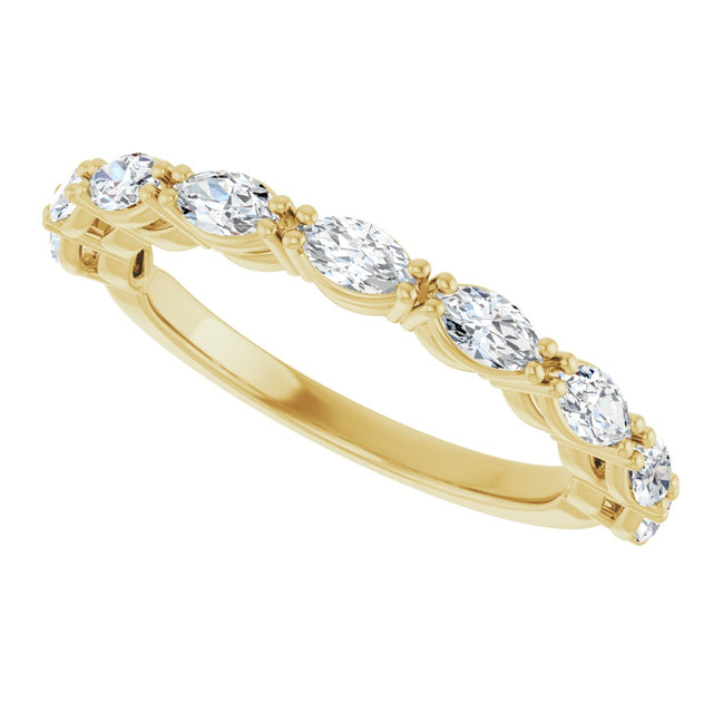 14K Gold Marquise Natural Diamond Nine-Stone Anniversary Band – 5/8–1 1/6 CTW - Yellow Gold - view 5