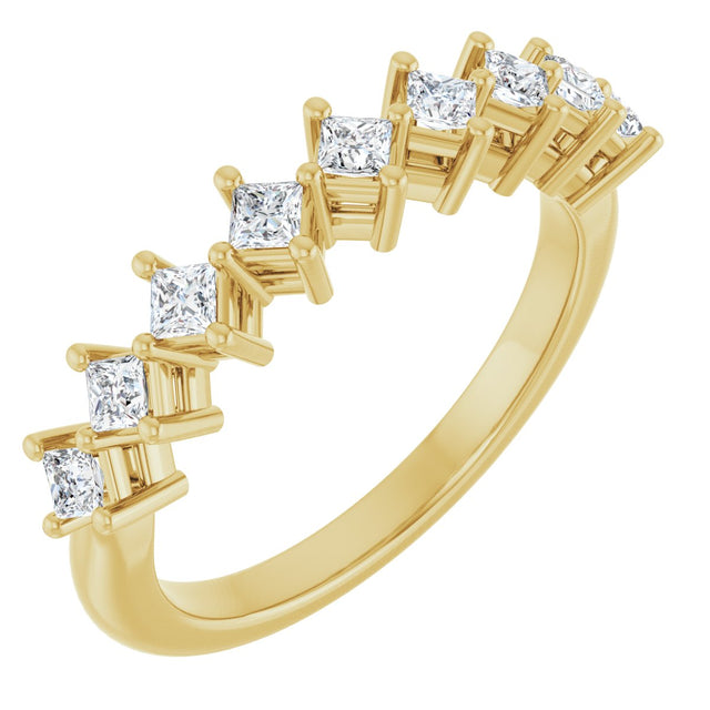 10K Gold Square Natural Diamond Nine-Stone Anniversary Band – 1/8–3/4 CTW - Yellow Gold