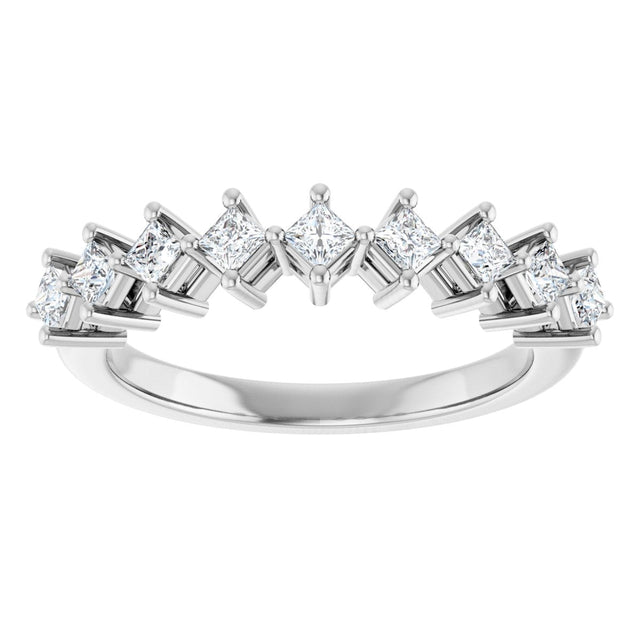 10K Gold Square Natural Diamond Nine-Stone Anniversary Band – 1/8–3/4 CTW - White Gold - view 3