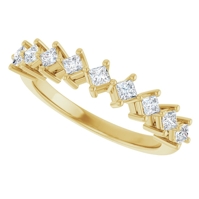 10K Gold Square Natural Diamond Nine-Stone Anniversary Band – 1/8–3/4 CTW - Yellow Gold - view 5