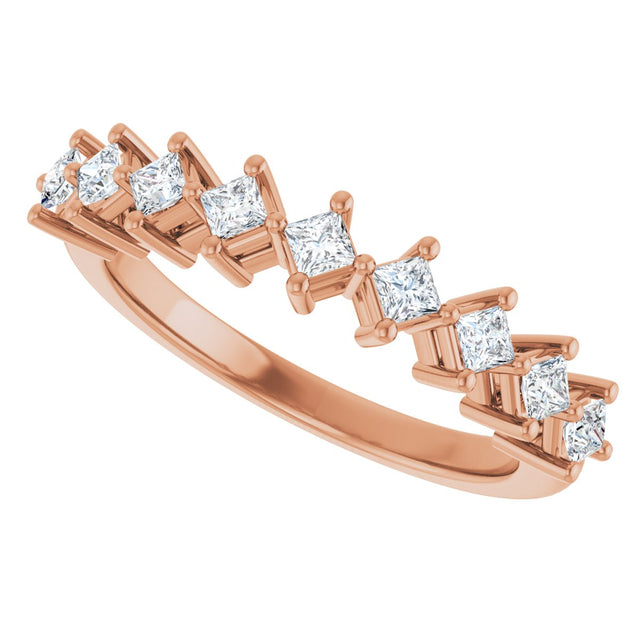 10K Gold Square Lab-Grown Diamond Nine-Stone Anniversary Band – 1/8–3/4 CTW - Rose Gold - view 5
