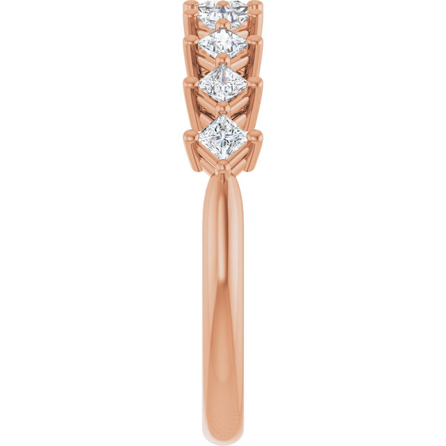 10K Gold Square Natural Diamond Nine-Stone Anniversary Band – 1/8–3/4 CTW - Rose Gold - view 4