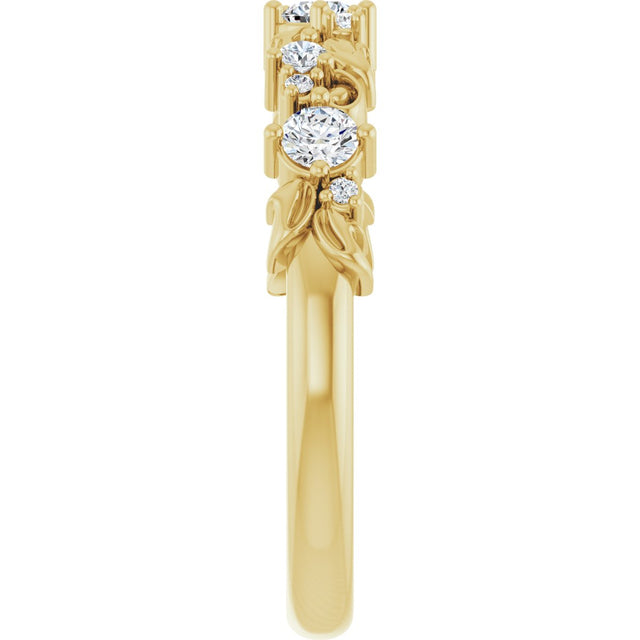 14K Gold Round Lab-Grown Diamond Sculptural Anniversary Band – 2.7 mm Stones - Yellow Gold - view 4