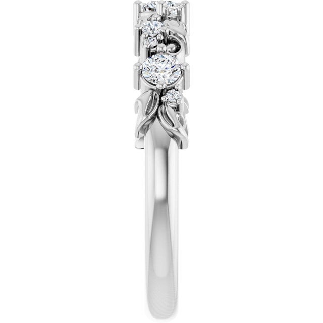 Platinum Round Natural Diamond Sculptural Anniversary Band – 1/4 CTW - view 4