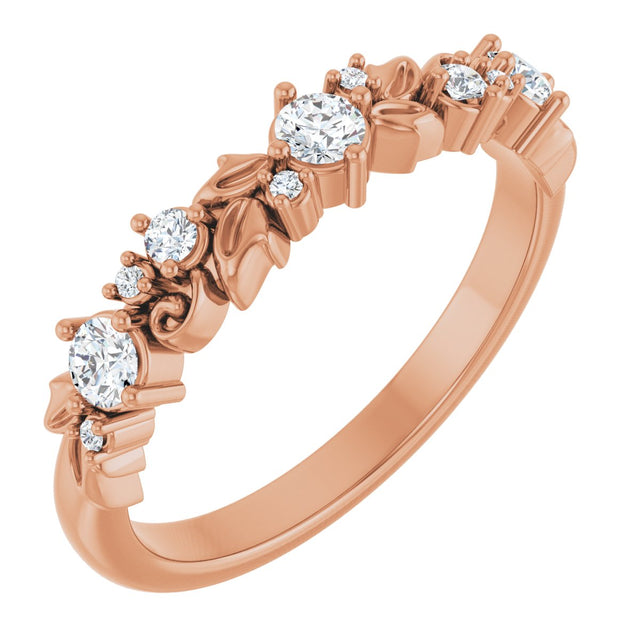 14K Gold Round Lab-Grown Diamond Sculptural Anniversary Band – 2.7 mm Stones - Rose Gold