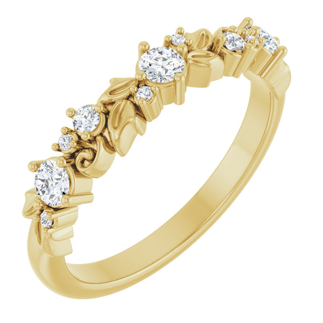 14K Gold Round Natural Diamond Sculptural Anniversary Band – 1/4 CTW - Yellow Gold