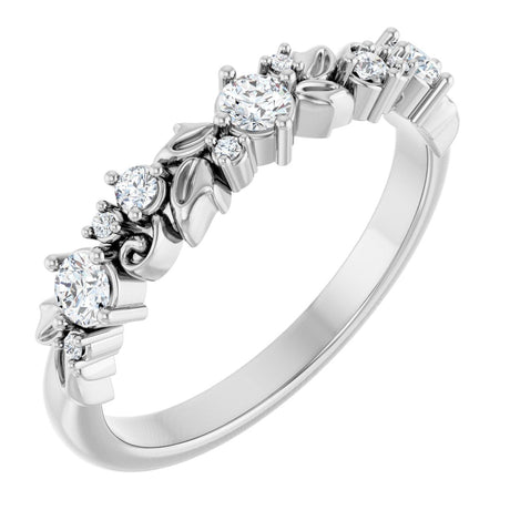 14K Gold Round Lab-Grown Diamond Sculptural Anniversary Band – 2.7 mm Stones - White Gold