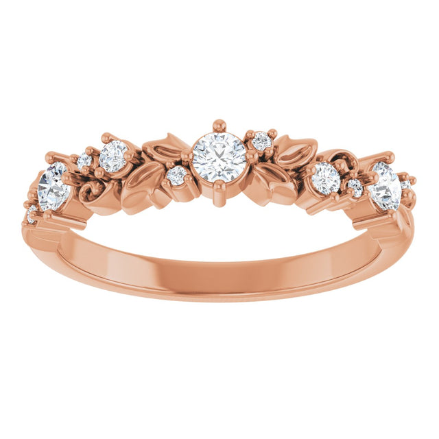 14K Gold Round Lab-Grown Diamond Sculptural Anniversary Band – 2.7 mm Stones - Rose Gold - view 3