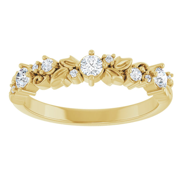 14K Gold Round Lab-Grown Diamond Sculptural Anniversary Band – 2.7 mm Stones - Yellow Gold - view 3