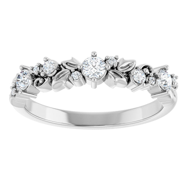 Platinum Round Natural Diamond Sculptural Anniversary Band – 1/4 CTW - view 3