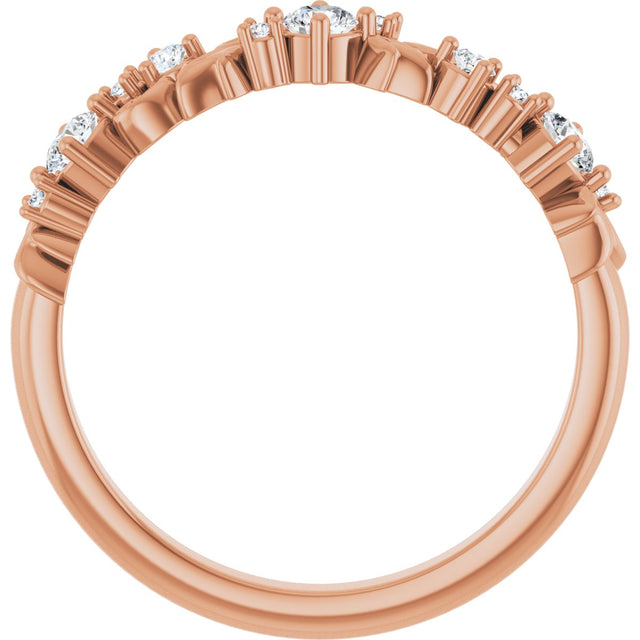 14K Gold Round Lab-Grown Diamond Sculptural Anniversary Band – 2.7 mm Stones - Rose Gold - view 2
