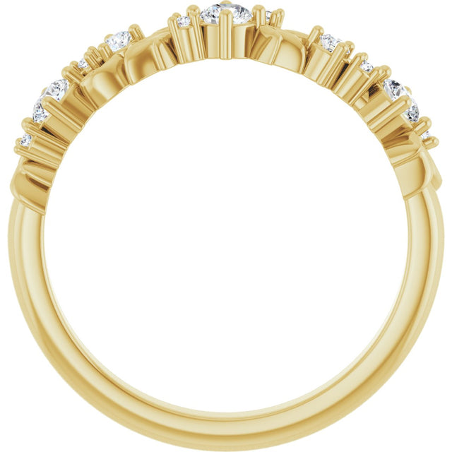 14K Gold Round Lab-Grown Diamond Sculptural Anniversary Band – 2.7 mm Stones - Yellow Gold - view 2