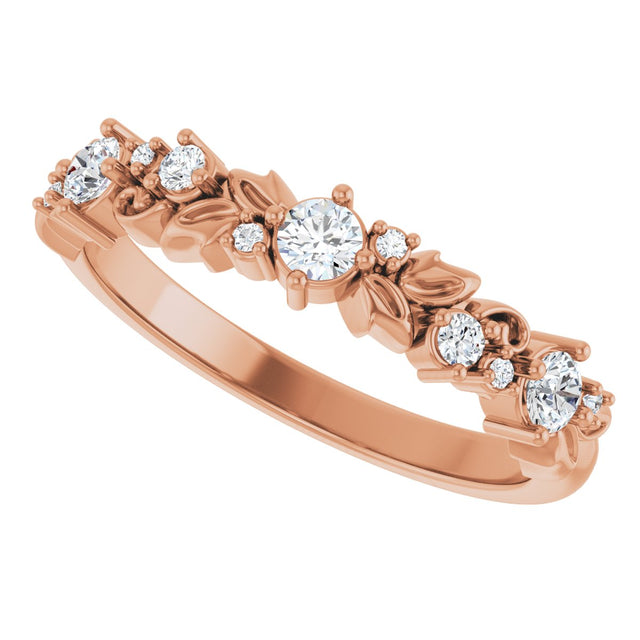 14K Gold Round Lab-Grown Diamond Sculptural Anniversary Band – 2.7 mm Stones - Rose Gold - view 5