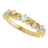 14K Gold Round Lab-Grown Diamond Sculptural Anniversary Band – 2.7 mm Stones - Yellow Gold - view 5