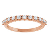 14K Gold Round Natural Diamond Eleven-Stone U-Prong Hidden Heart Anniversary Band – .04–1/3 CTW - Rose Gold - view 3