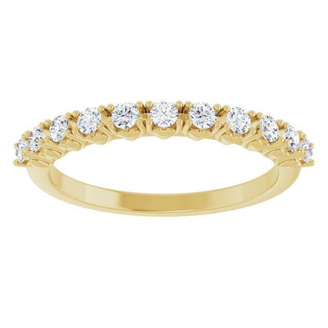 14K Gold Round Natural Diamond Eleven-Stone U-Prong Hidden Heart Anniversary Band – .04–1/3 CTW - Yellow Gold - view 3