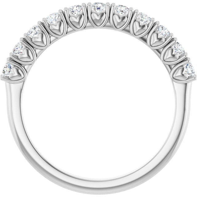 Platinum Round Natural Diamond Eleven-Stone U-Prong Hidden Heart Anniversary Band – .04–1/3 CTW - view 2