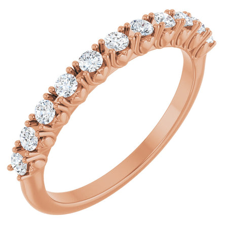 14K Gold Round Lab-Grown Diamond Eleven-Stone U-Prong Hidden Heart Anniversary Band – 1/5–5/8 CTW - Rose Gold