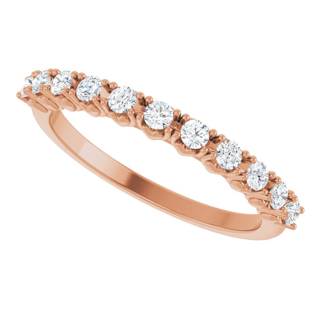 14K Gold Round Lab-Grown Diamond Eleven-Stone U-Prong Hidden Heart Anniversary Band – 1/5–5/8 CTW - Rose Gold - view 5
