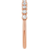 14K Gold Round Natural Diamond Eleven-Stone U-Prong Hidden Heart Anniversary Band – .04–1/3 CTW - Rose Gold - view 4