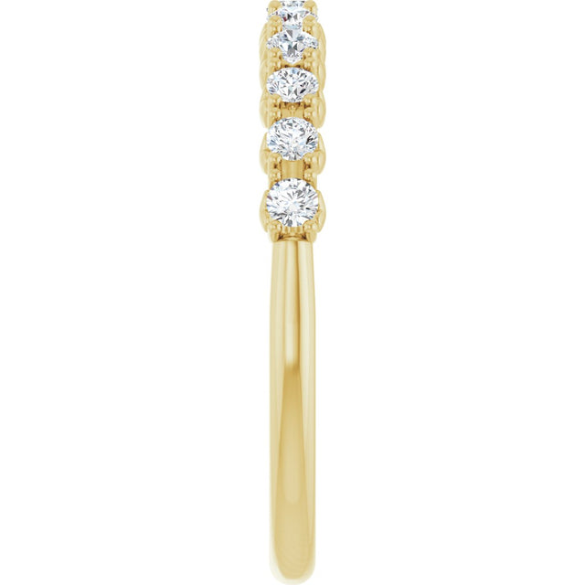 14K Gold Round Natural Diamond Eleven-Stone U-Prong Hidden Heart Anniversary Band – .04–1/3 CTW - Yellow Gold - view 4