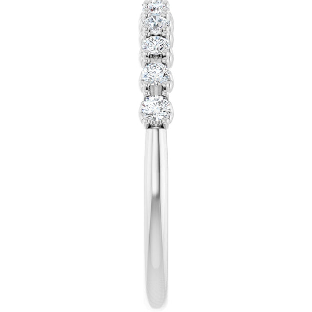 Platinum Round Natural Diamond Eleven-Stone U-Prong Hidden Heart Anniversary Band – .04–1/3 CTW - view 4