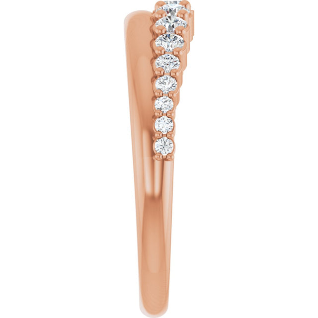 14K Gold Round Natural Diamond Graduated Anniversary Band – 3/8 CTW - Rose Gold - view 4