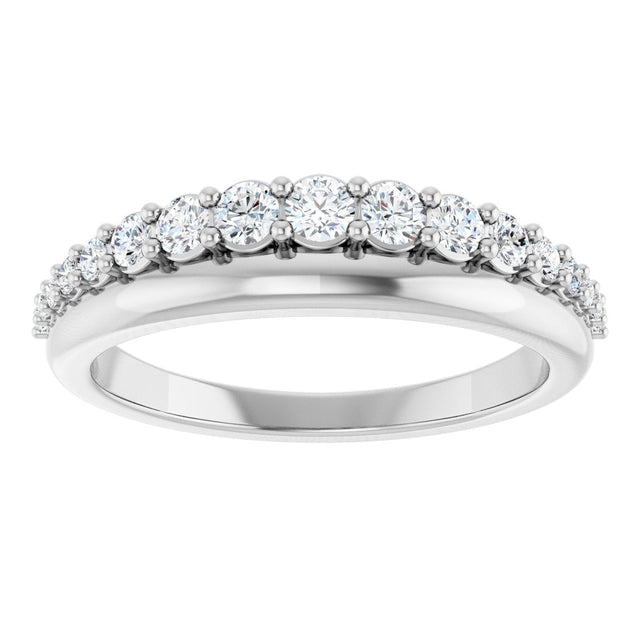 14K Gold Round Lab-Grown Diamond Graduated Anniversary Band – 3/8 CTW - White Gold - view 3