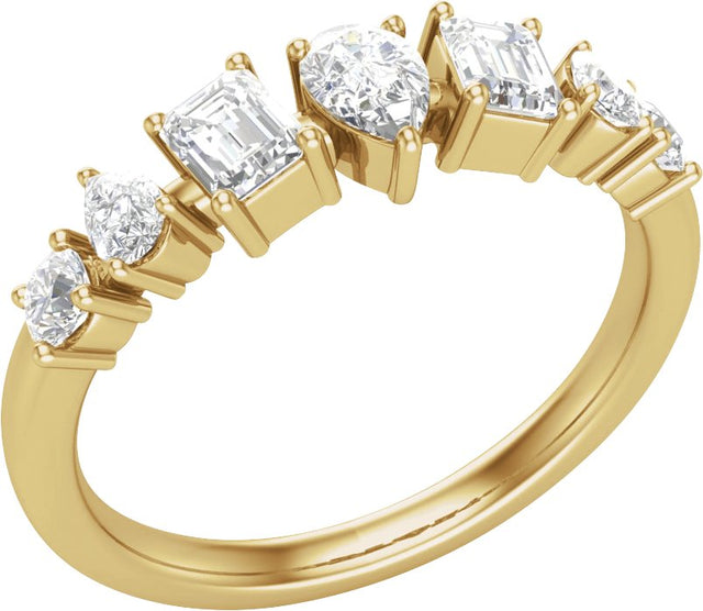 14K Gold Pear Lab-Grown Diamond Multi-Shape Anniversary Band – 9/10 CTW - Yellow Gold