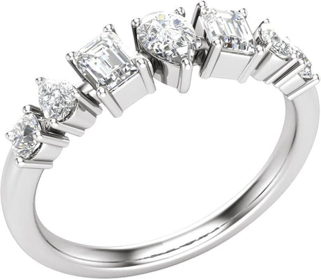 14K Gold Pear Lab-Grown Diamond Multi-Shape Anniversary Band – 9/10 CTW - White Gold