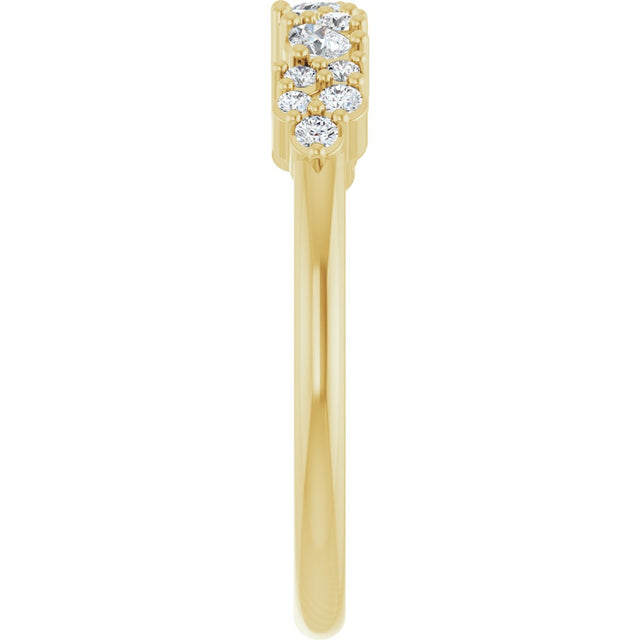 14K Gold Pear Natural Diamond Cluster Anniversary Band – 1/4 CTW - Yellow Gold - view 4